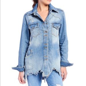 Free People Distressed Denim Jacket
